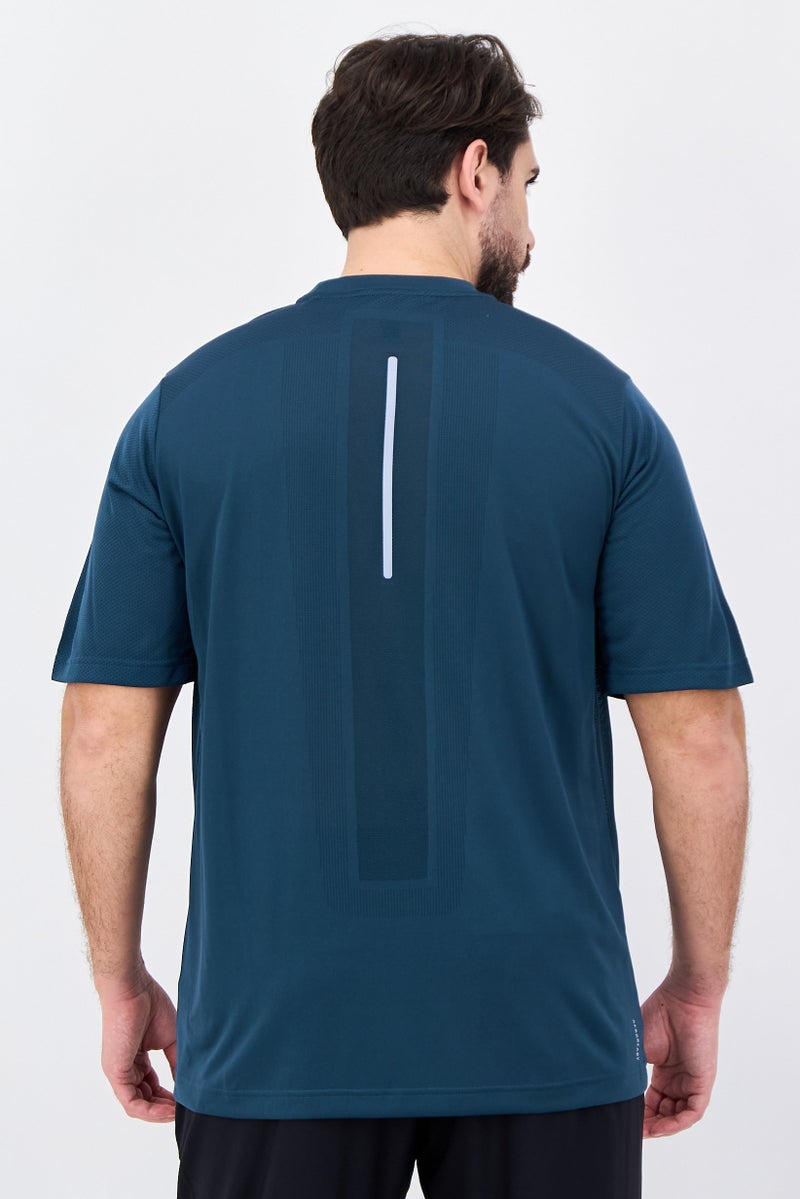 Adidas Men Sportswear Fit Short Sleeve Running T-Shirts, Dark Green - Image 3